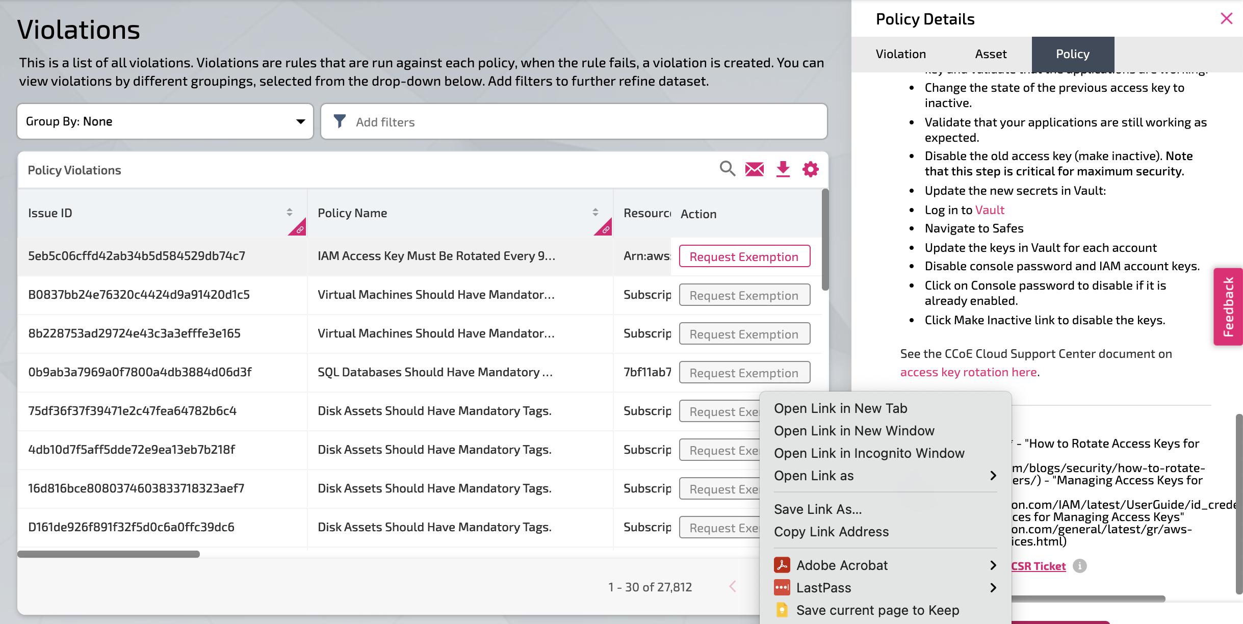 Right-click enabled to open links in a new tab or window